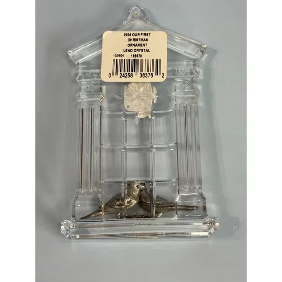 Waterford Crystal "Our First Christmas" 2004 Ornament With Love Birds Design Box - Picture 8 of 8